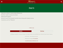 Tablet Screenshot of mariosfamilyrestaurant.com